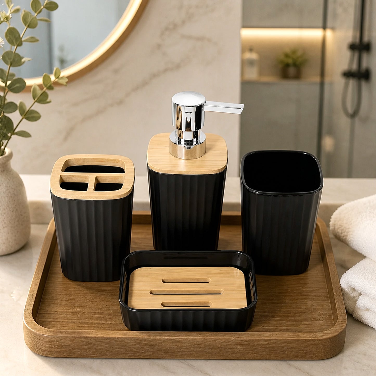Modern Plastic Bathroom Accessories Set (4 Pieces)
