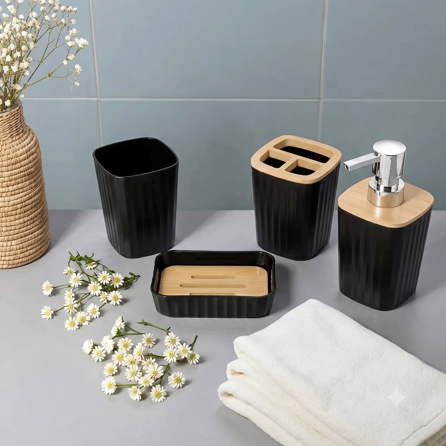 Modern Plastic Bathroom Accessories Set (4 Pieces)