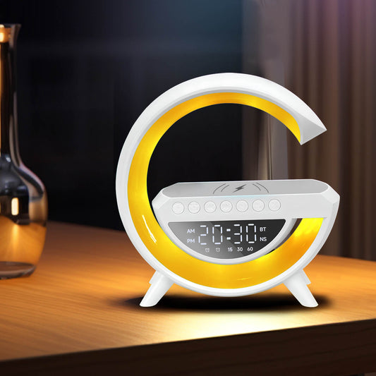 BT-3401 LED Light Bluetooth Speaker and Wireless Mobile Charging Dock (15 Watt) with Digital Alarm Clock (Large Size)