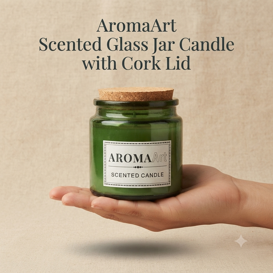 AromaArt Scented Glass Jar Candle with Cork Lid