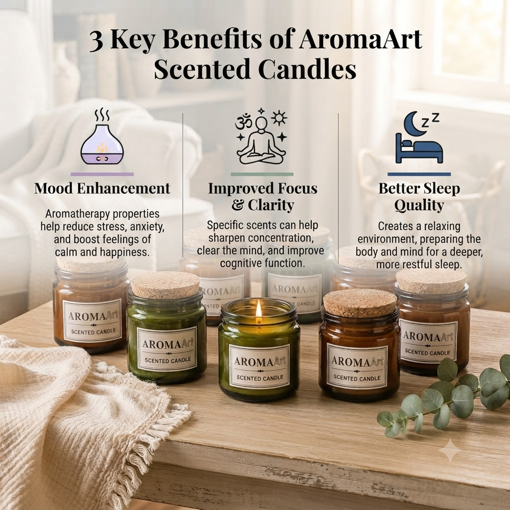 AromaArt Scented Glass Jar Candle with Cork Lid