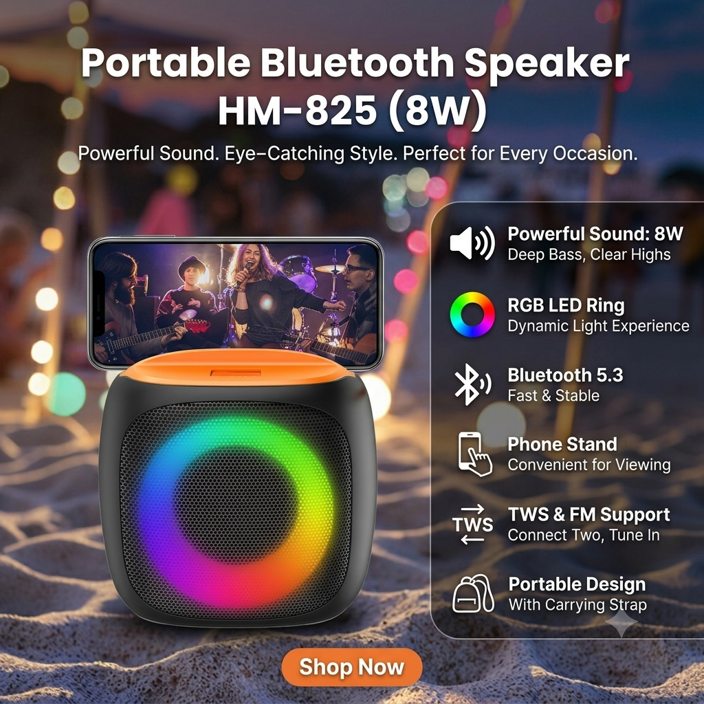 Portable Bluetooth Speaker X-920 with RGB Lights (8W)