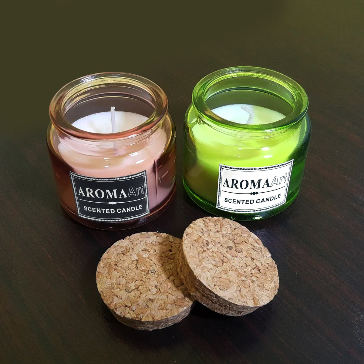 AromaArt Scented Glass Jar Candle with Cork Lid