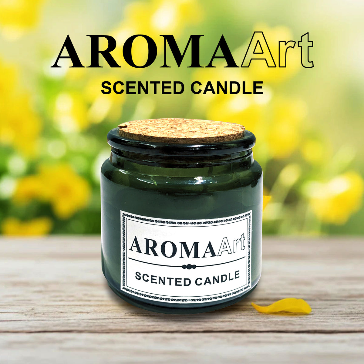 AromaArt Scented Glass Jar Candle with Cork Lid