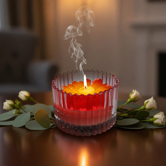 Decorative Glass Scented Candle with Lid