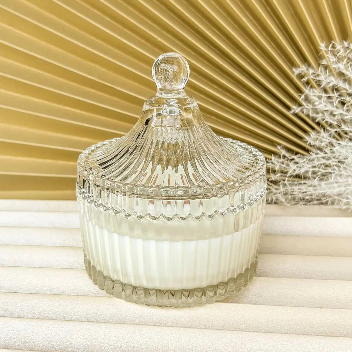 Decorative Glass Scented Candle with Lid