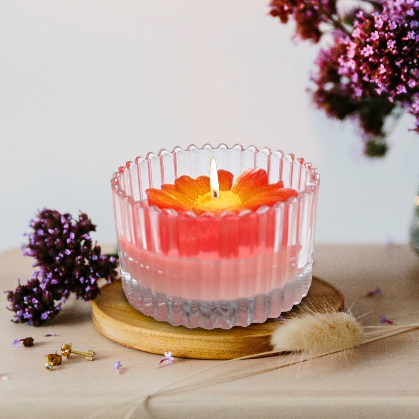Decorative Glass Scented Candle with Lid