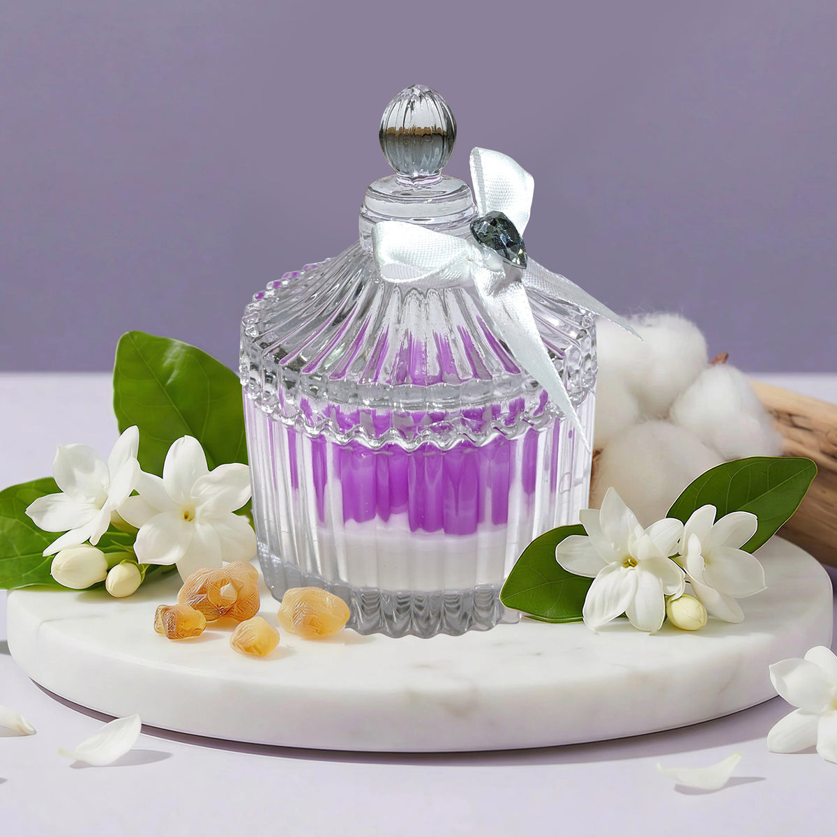 Decorative Glass Scented Candle with Lid