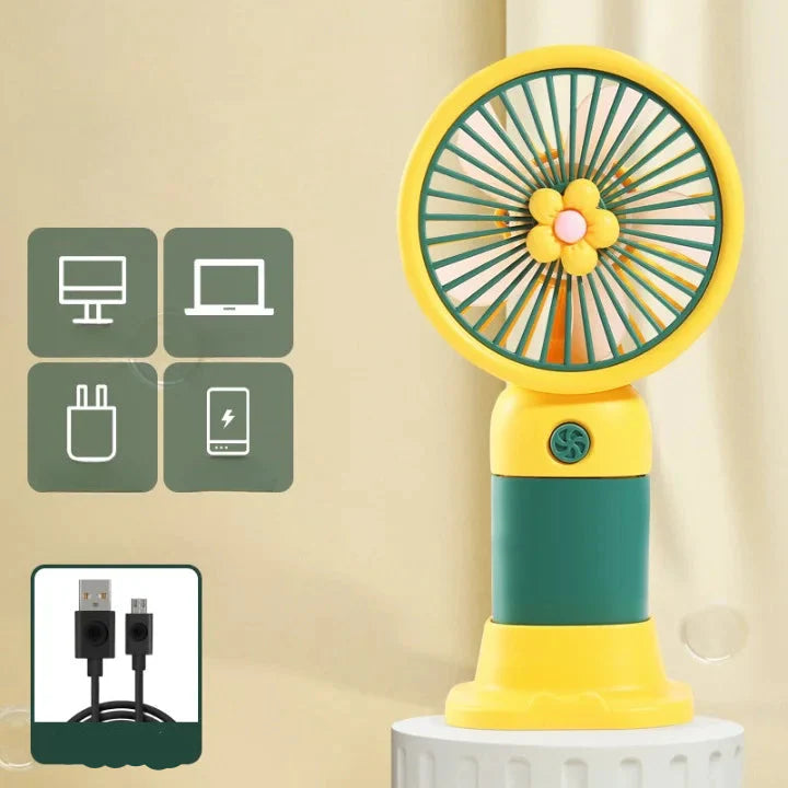 Mini Handheld Rechargeable Fan with Stand – Portable Cooling Fan
