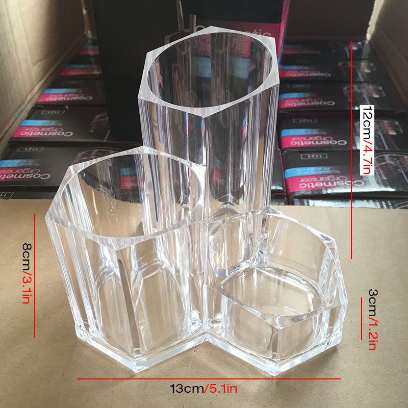 3 Holes Polygon Diamond Acrylic Makeup Organizers