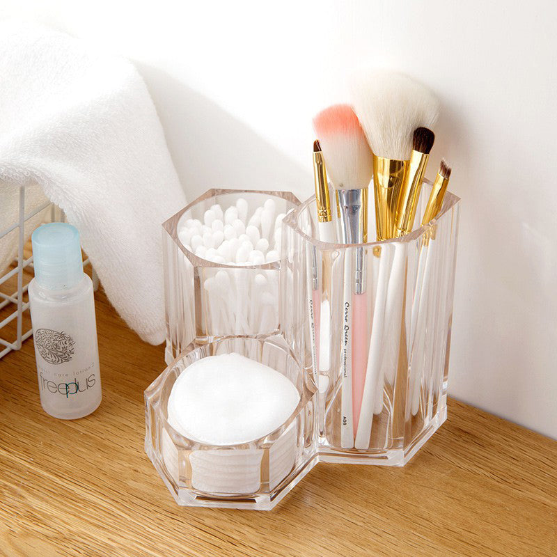 3 Holes Polygon Diamond Acrylic Makeup Organizers