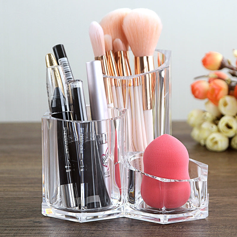 3 Holes Polygon Diamond Acrylic Makeup Organizers