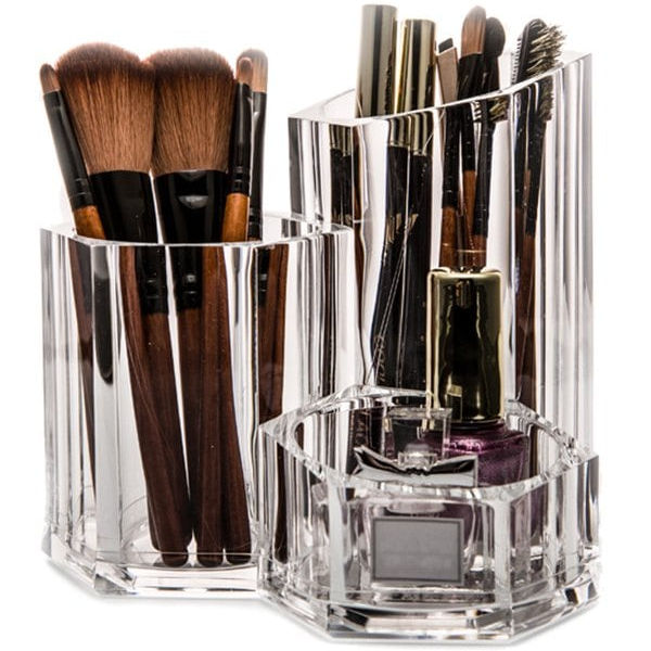 3 Holes Polygon Diamond Acrylic Makeup Organizers