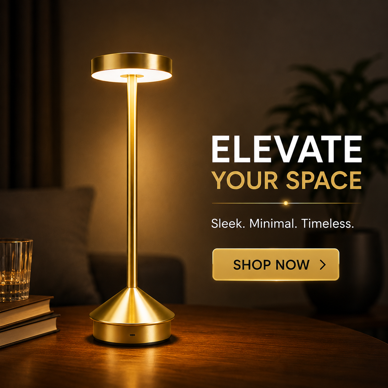 Nimbus Longneck Minimal Design LED Touch Table Lamp – Rechargeable Ambient Light