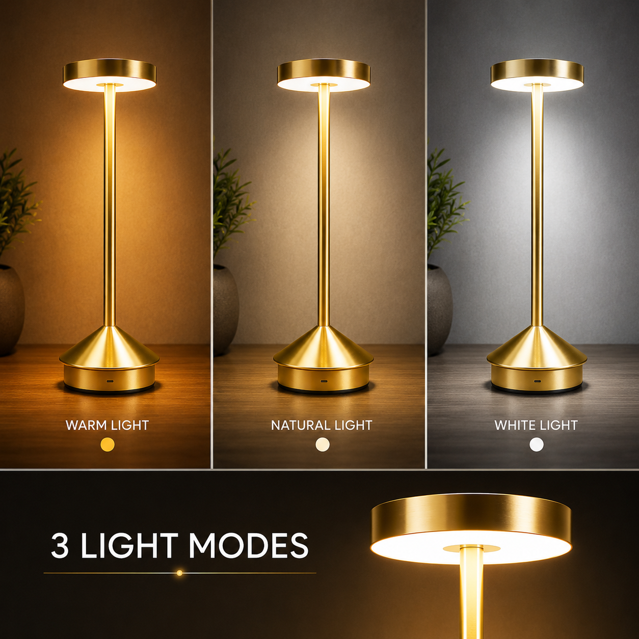 Nimbus Longneck Minimal Design LED Touch Table Lamp – Rechargeable Ambient Light