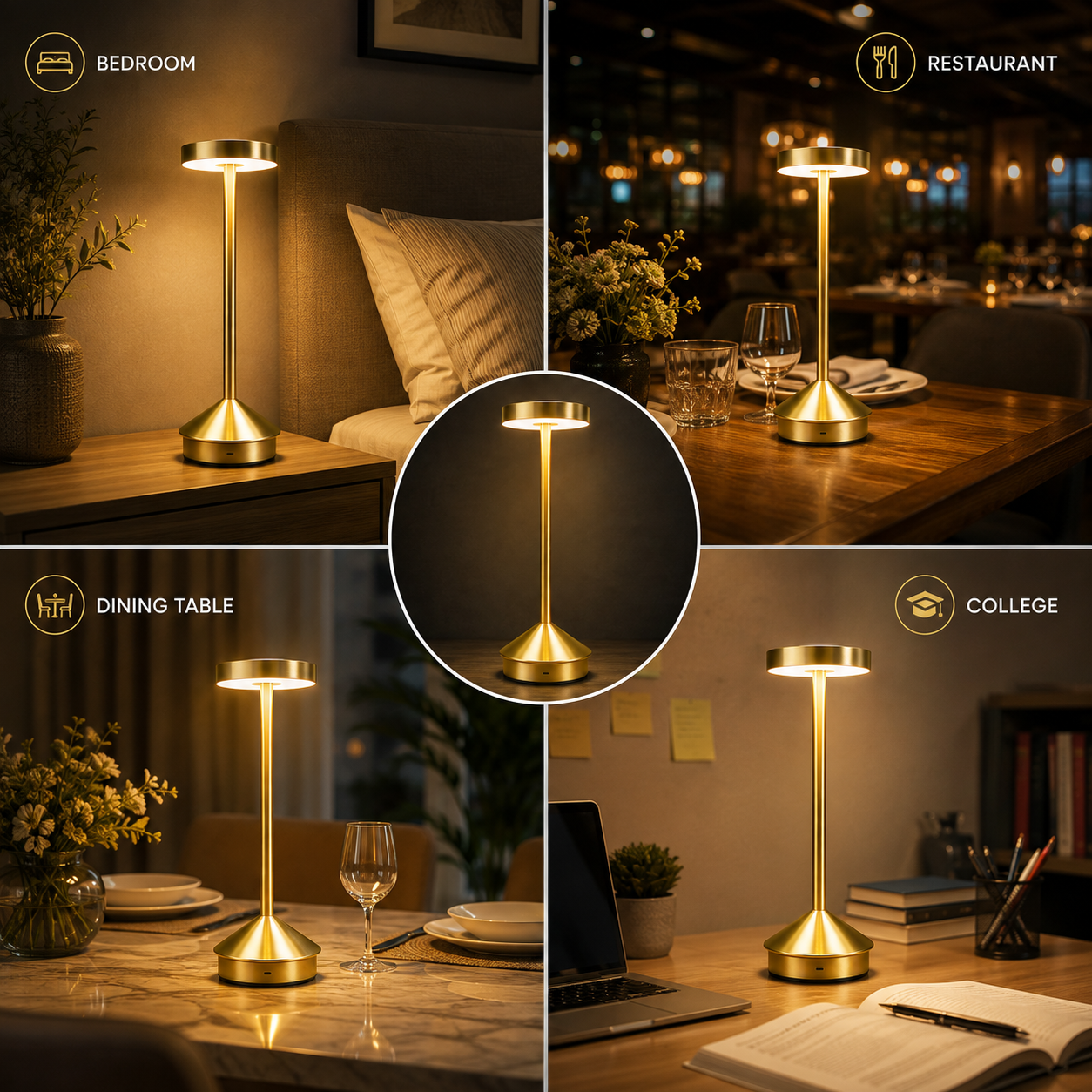 Nimbus Longneck Minimal Design LED Touch Table Lamp – Rechargeable Ambient Light