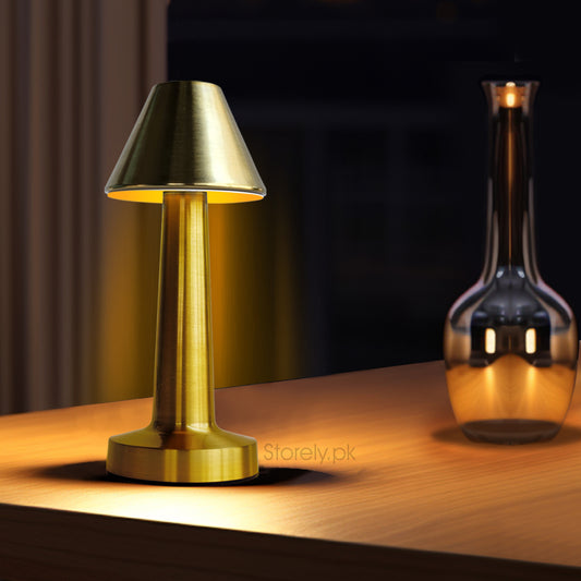 Truncated Cone Shape Retro Style Minimalist Touch Sense Lamp - Rechargeable Cordless Compact USB LED Table Lamp for Modern Decor and Perfect Ambience