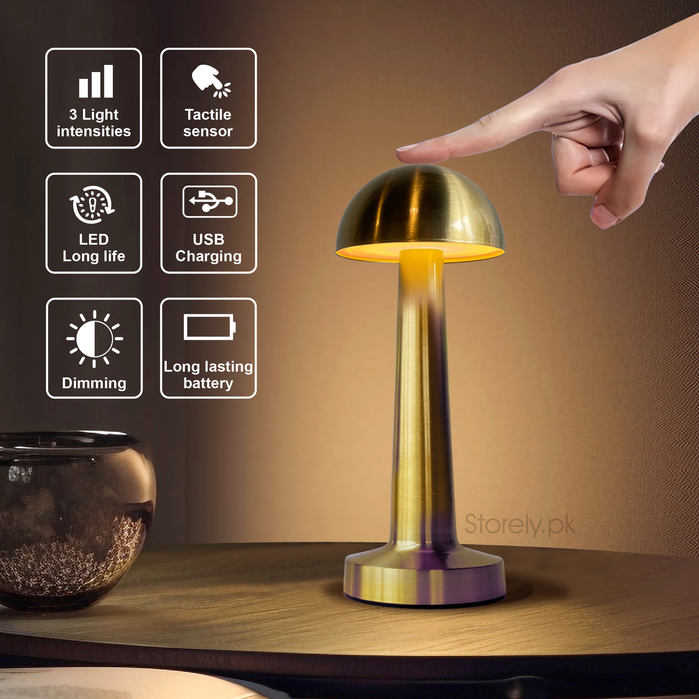 Mushroom Shape Retro Style LED Metal Lamp - 3 Light Modes