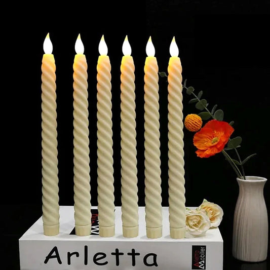 Pack of 6 Flameless LED Taper Candles – Realistic Warm Glow