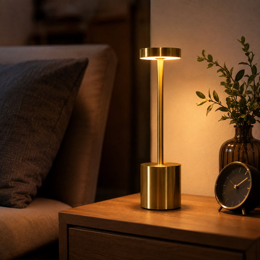 Long Neck Metal Touch Sense LED Lamp – Modern Minimalist Design, USB Rechargeable 3 Dimmable Light Modes - Best for Bedroom, Living Room and Restaurants