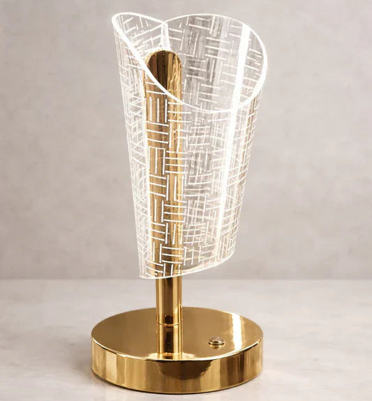 Modern Crystal Pattern Table Lamp – Gold Finish