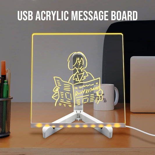 LED Light-Up Writing Board with Markers – Colorful DIY Acrylic Writing Pad with Stand & Erasable Pens for Kids, Decor & Notes
