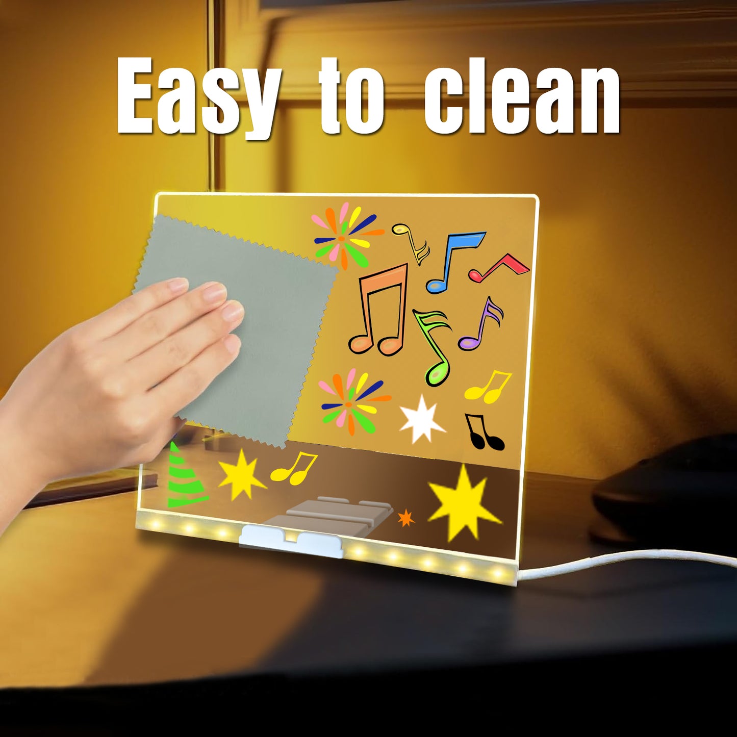 LED Light-Up Writing Board with Markers – Colorful DIY Acrylic Writing Pad with Stand & Erasable Pens for Kids