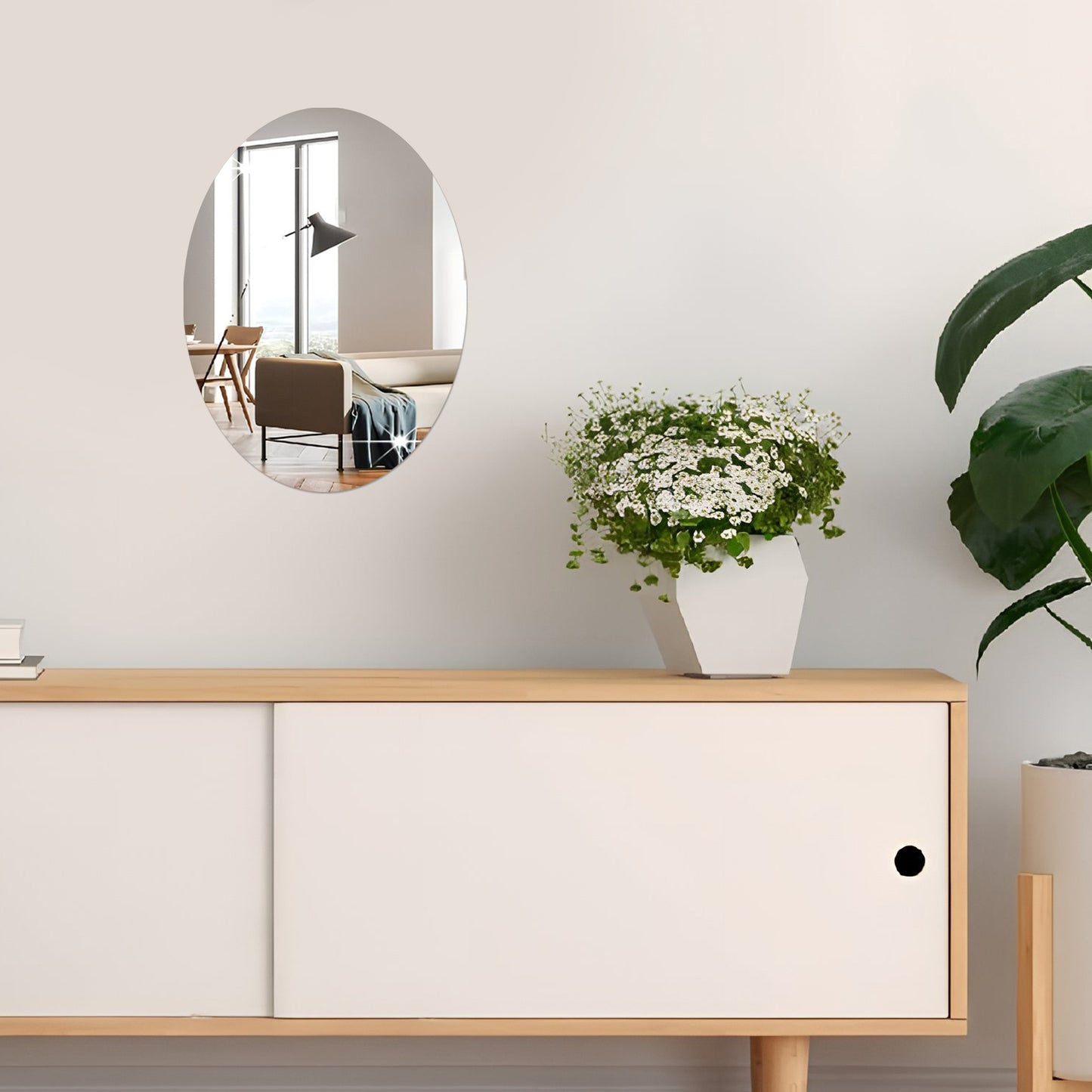 Wall Mirror Stickers – Oval, Square & Wavy Designs