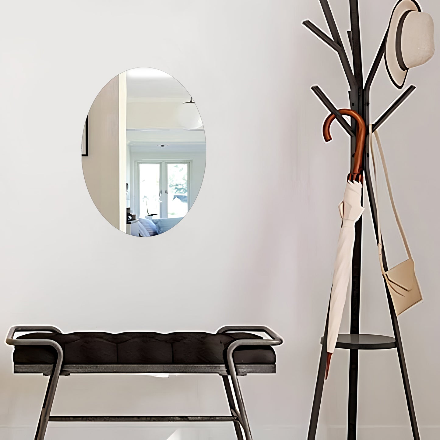 Wall Mirror Stickers – Oval, Square & Wavy Designs