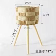 Handwoven Wooden Plant Stand Planter Set – Modern Indoor Flower Pots(Pack of 3)