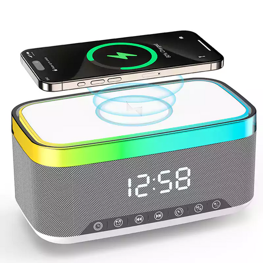 S300 Premium Bluetooth Speaker - Wireless Mobile Charger (15W) & Digital Clock, 7 RGB Lights, for Home, Music, Party, Travel, Birthday Events (Large Size)