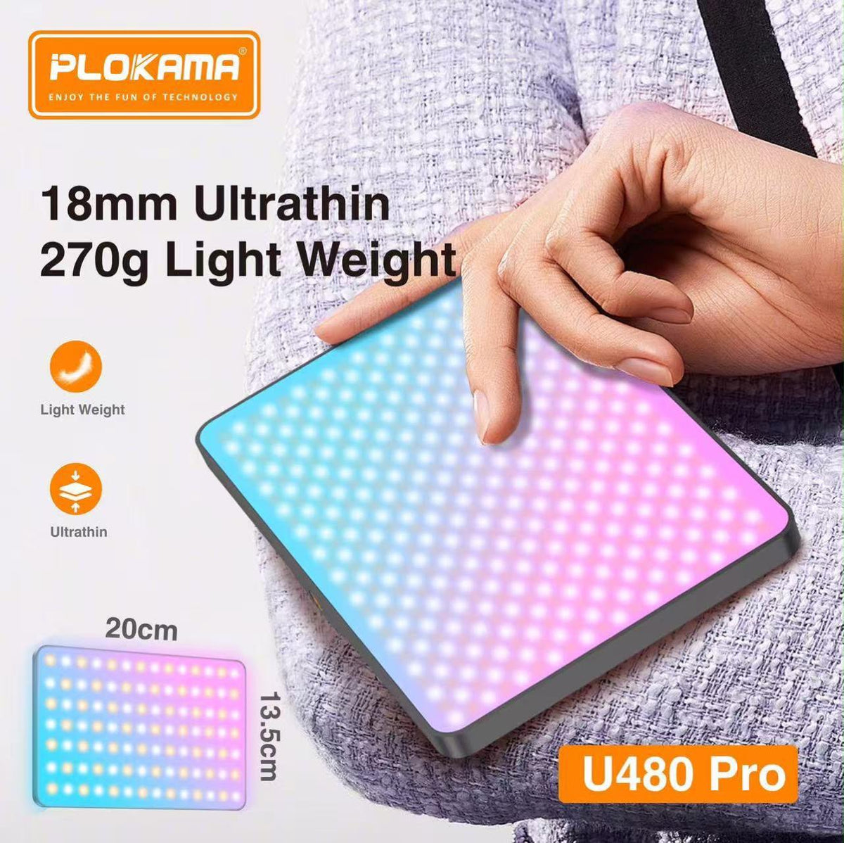 PLOKAMA U480 Pro 20W RGB LED Fill Light