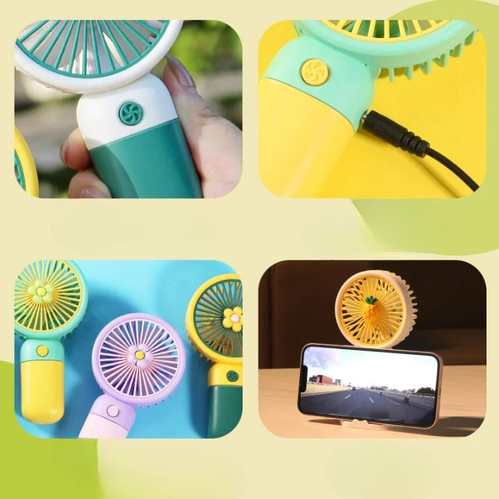 Mini Handheld Rechargeable Fan with Stand – Portable Cooling Fan