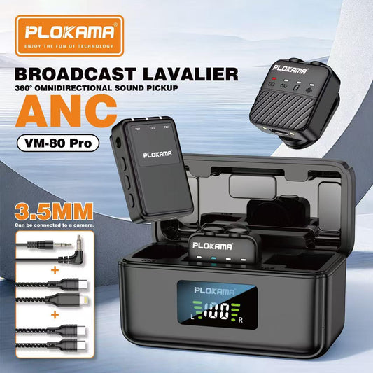 PLOKAMA VM-80 Pro ANC Wireless Lavalier Microphone