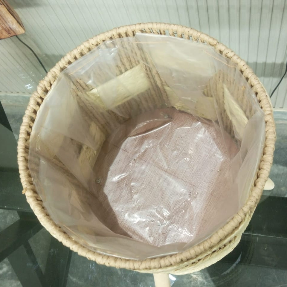 Handwoven Wooden Plant Stand Planter Set – Modern Indoor Flower Pots(Pack of 3)