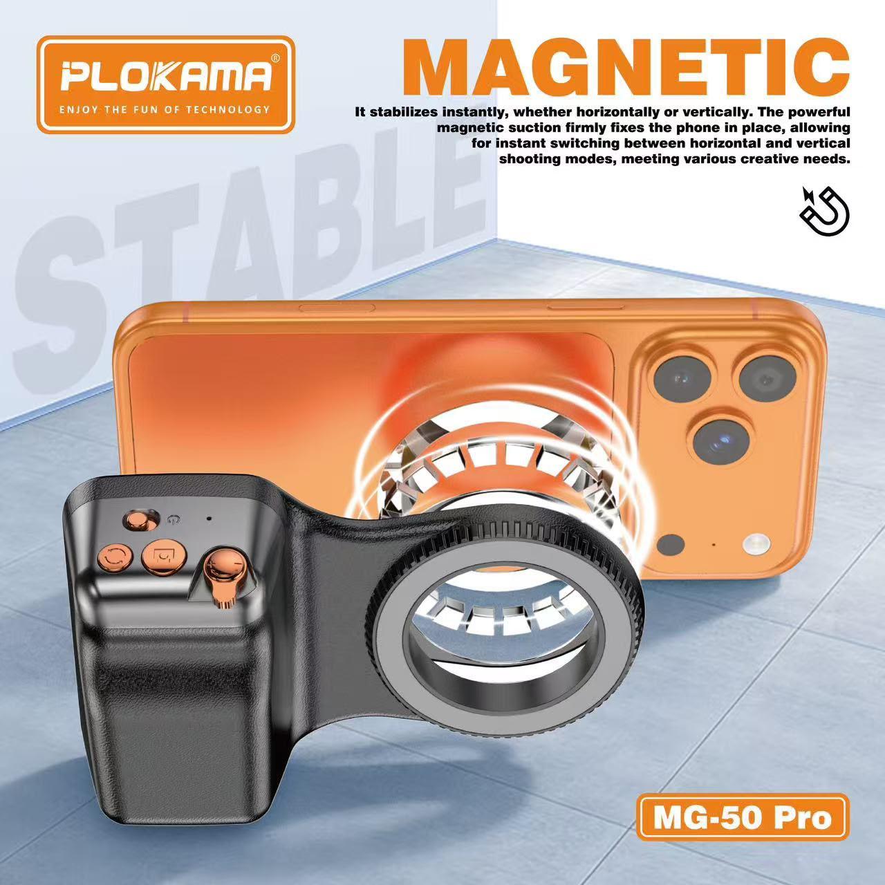 Plokama MG-50 Pro Magnetic Selfie Stick with LED Fill Light