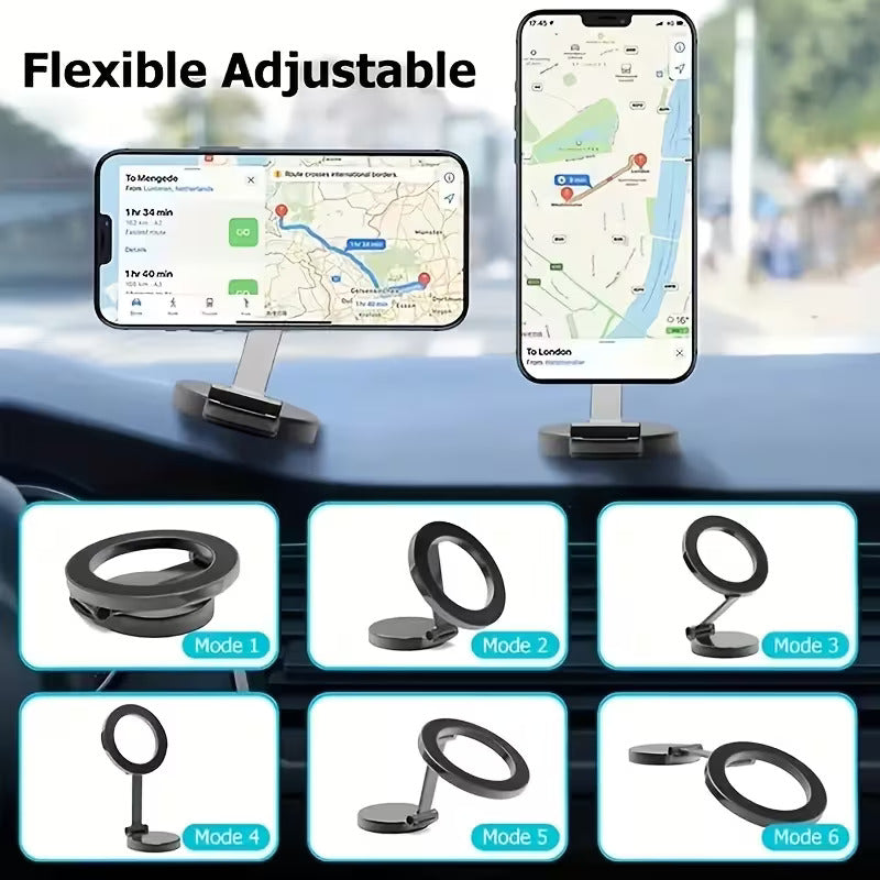 Car Magnetic Folding Phone Holder – 1080° Rotation Dashboard Mount