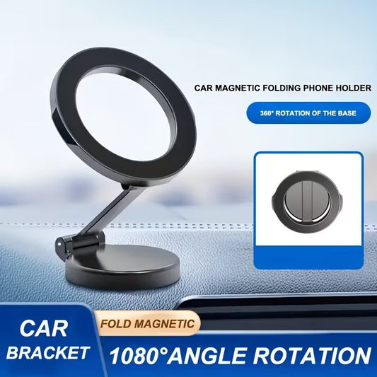 Car Magnetic Folding Phone Holder – 1080° Rotation Dashboard Mount