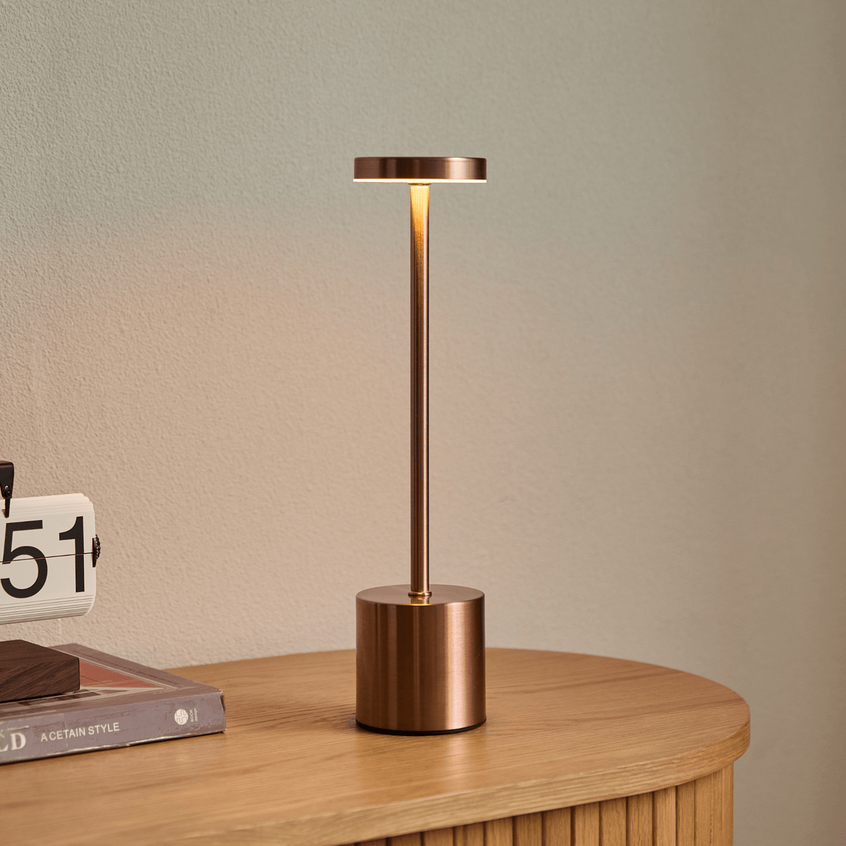 Modern Minimalist Design Metal Touch Sense LED Lamp – Dimmable, USB Rechargeable, 3 Light Modes - Best for Bedroom, Living, and Restaurants
