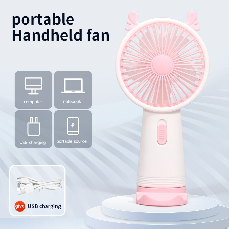 Portable Handheld Rechargeable Fan – USB Mini Cooling Fan with Stand