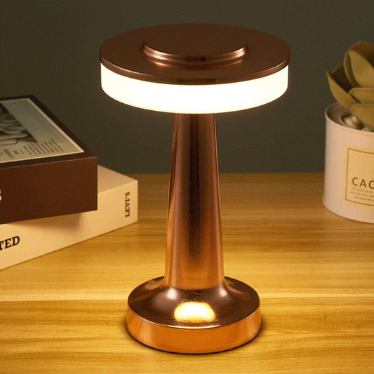 Modern Touch Sense LED Table Lamp – Dimmable, USB Rechargeable, Three Color Light - Warm Glow for Bedroom or Living Room