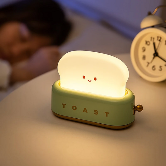 Cute Toast Night Light – Dimmable LED Bedside Lamp