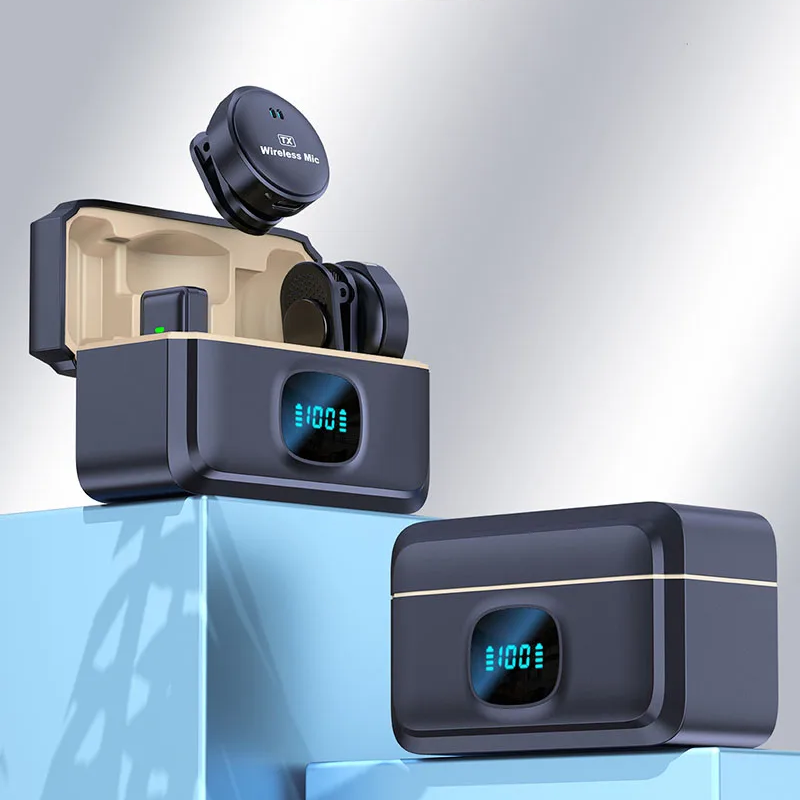 Magnatic Q8 High Quality Dual Wireless Lavalier Microphone with Power Bank Charging Case