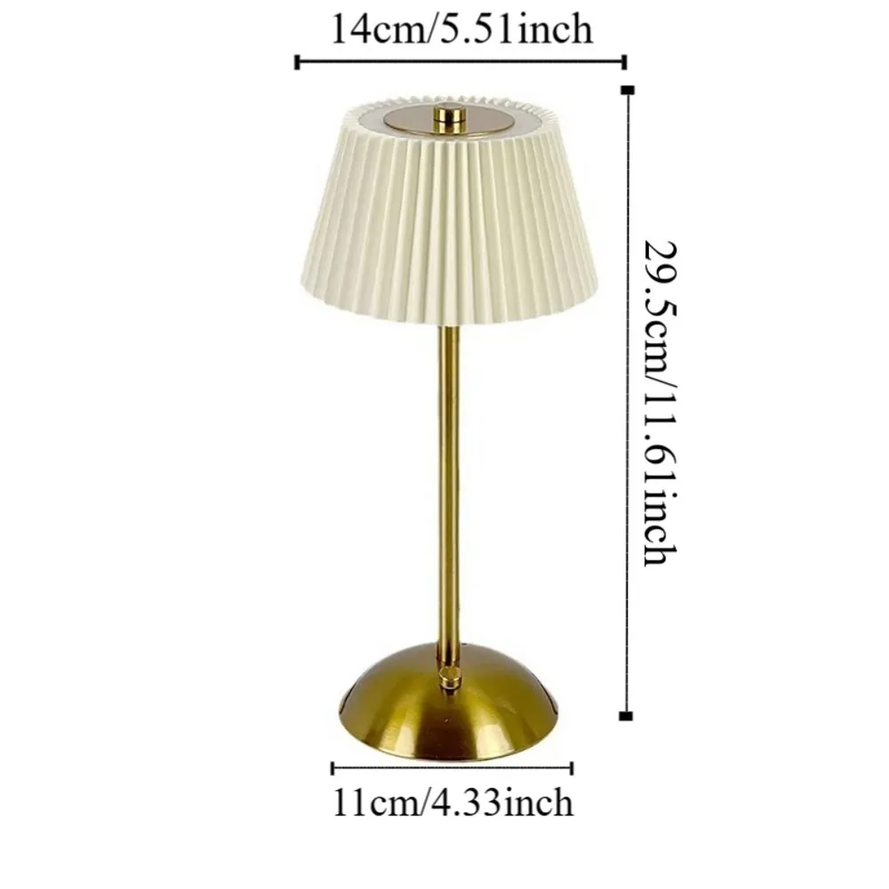 Modern Nordic Table Lamp – Gold Base with Pleated Shade