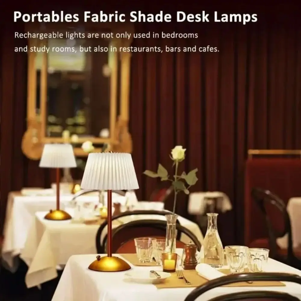 Modern Nordic Table Lamp – Gold Base with Pleated Shade