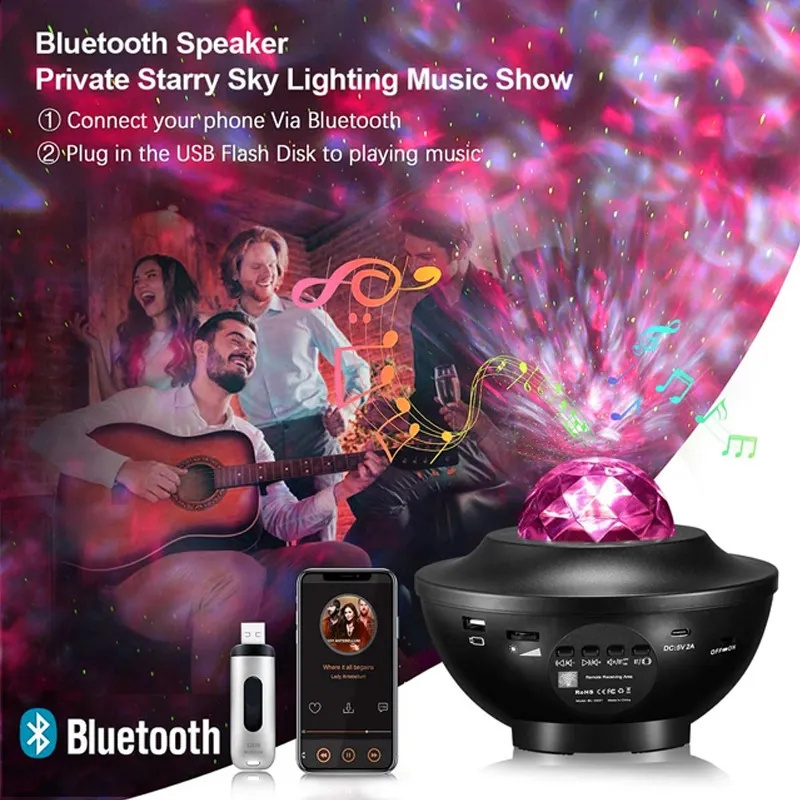 Galaxy Star Projector with Bluetooth Music & Remote Control