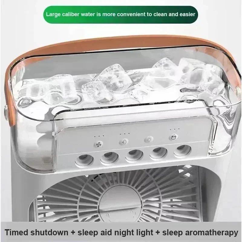Portable Mini Air Cooler Fan with Mist – Ultra-Quiet Cooling Fan with Water Tank & Night Mode