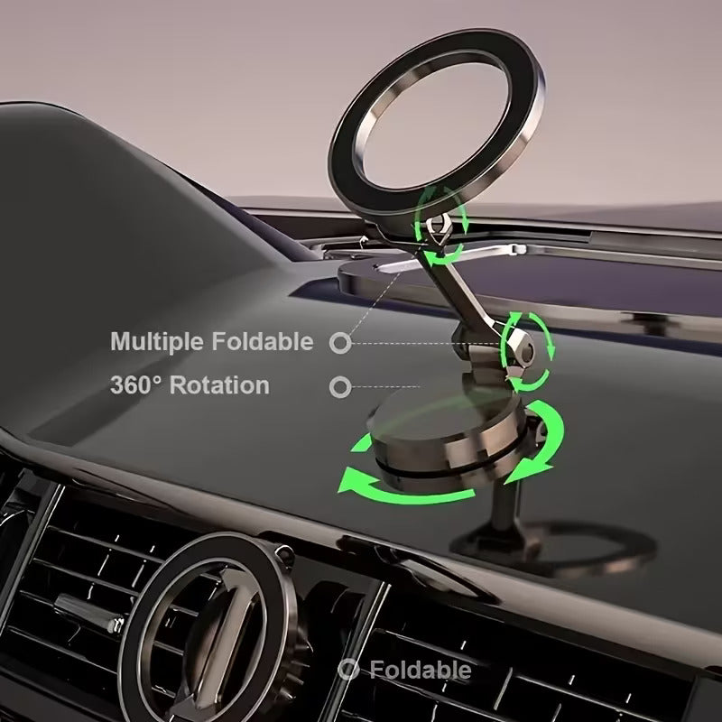 Car Magnetic Folding Phone Holder – 1080° Rotation Dashboard Mount