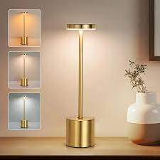 Long Neck Metal Touch Sense LED Lamp – Modern Minimalist Design, USB Rechargeable 3 Dimmable Light Modes - Best for Bedroom, Living Room and Restaurants