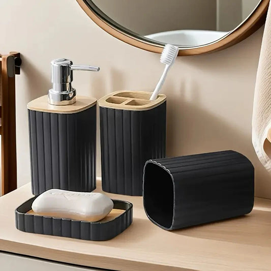 Modern Plastic Bathroom Accessories Set (4 Pieces)